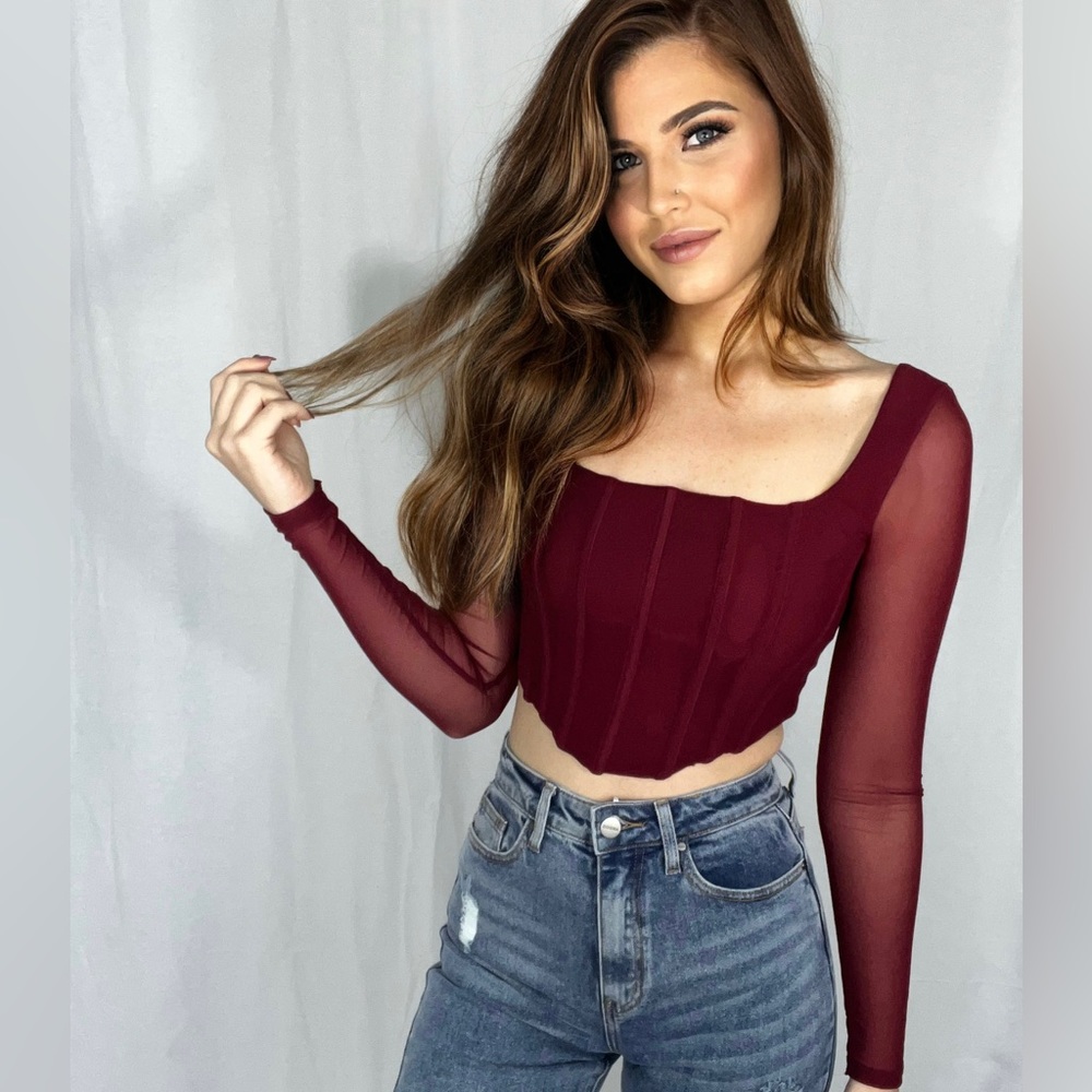 Plum & black corset tops